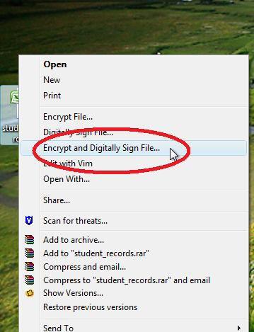 click Encrypt and Digitally Sign File…
